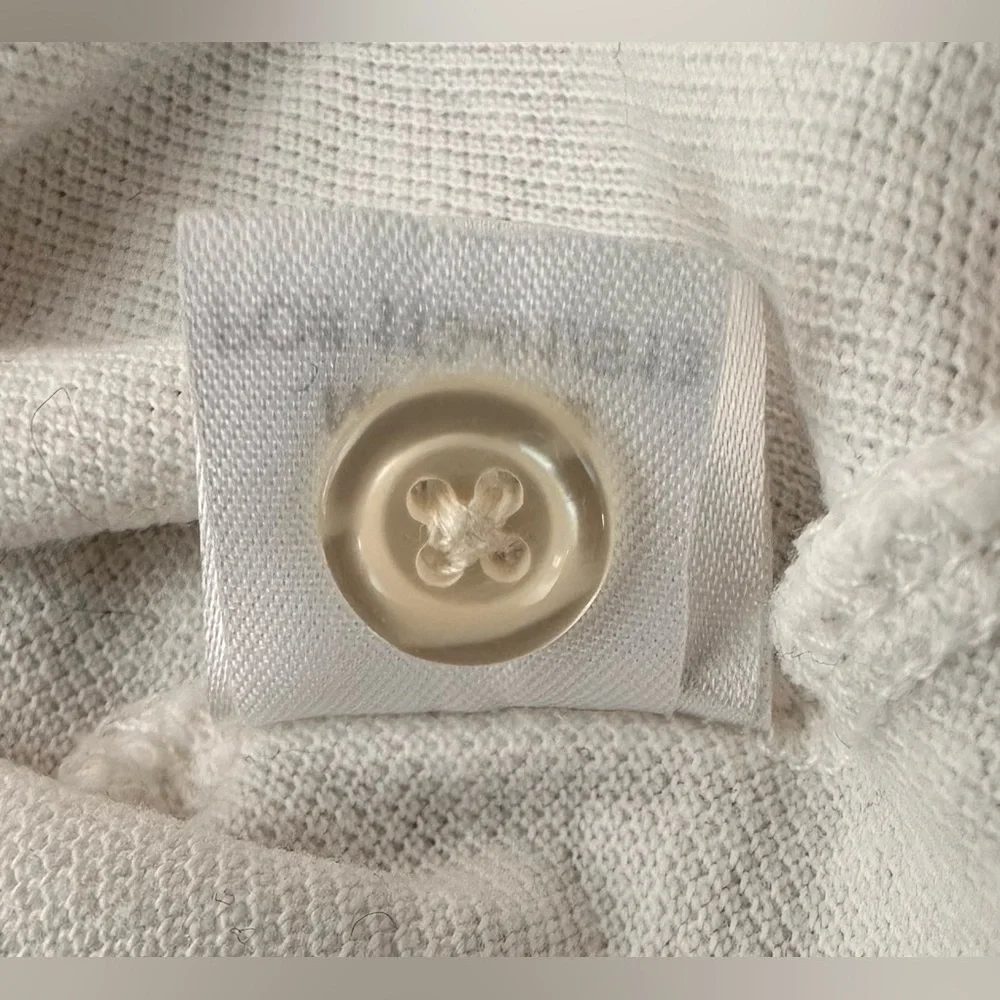 KIDS BABY OSCAR DE‎ LA RENTA DISTRESSED WHITE COTTON POLO SHIRT - 12 MONTH